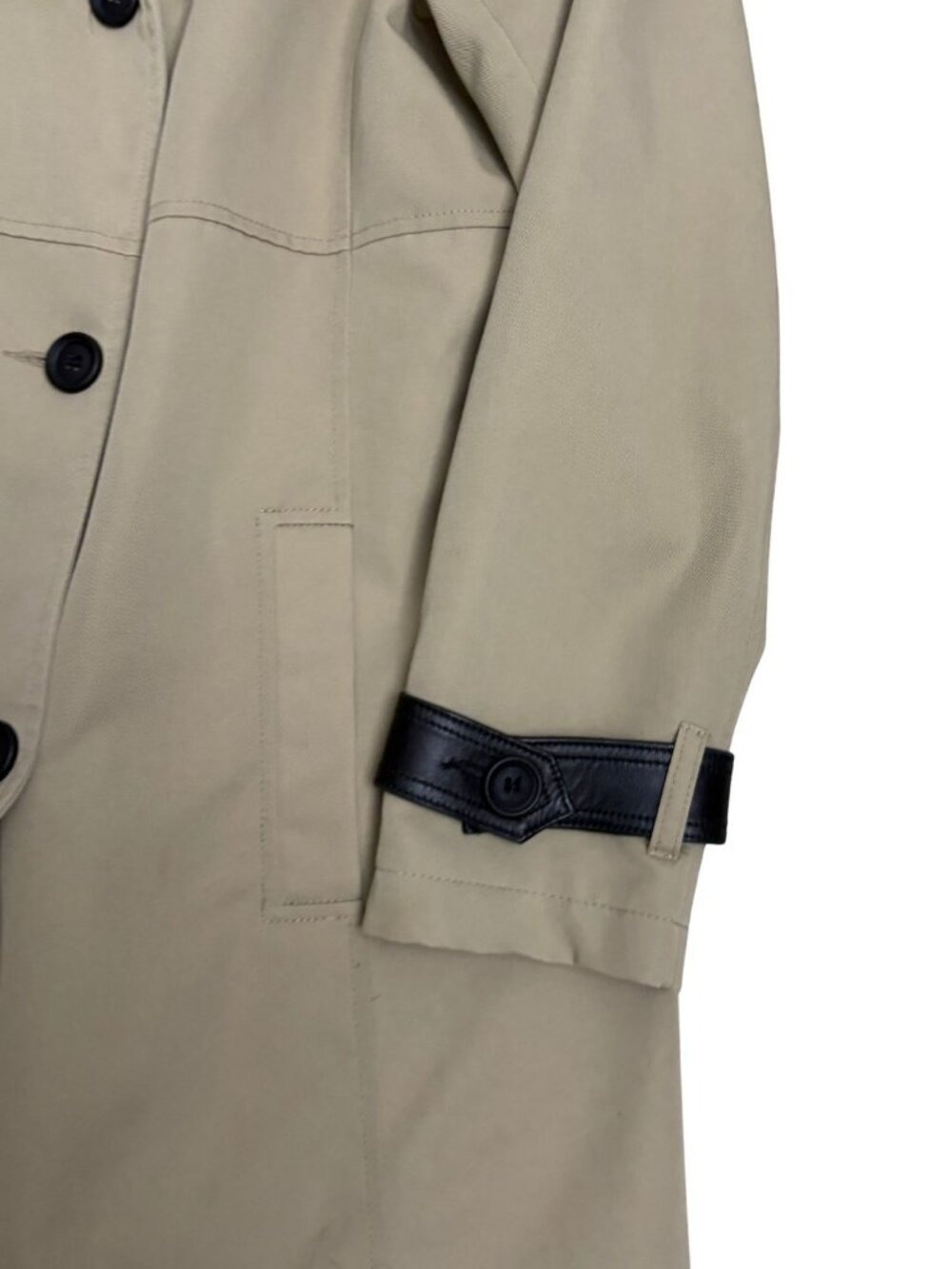 DANIER Italian Leather Trim Trench Coat Business Casual Log Jacket Coat Womens L - Picture 8 of 8